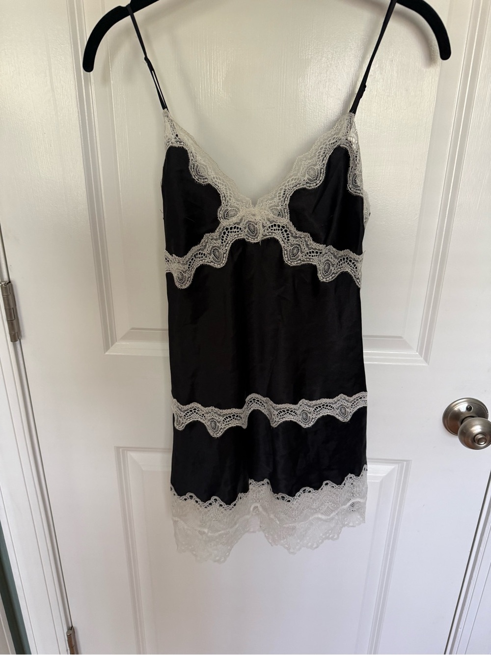 Y2K Victoria's Secret Black Slip with White Lace Trim